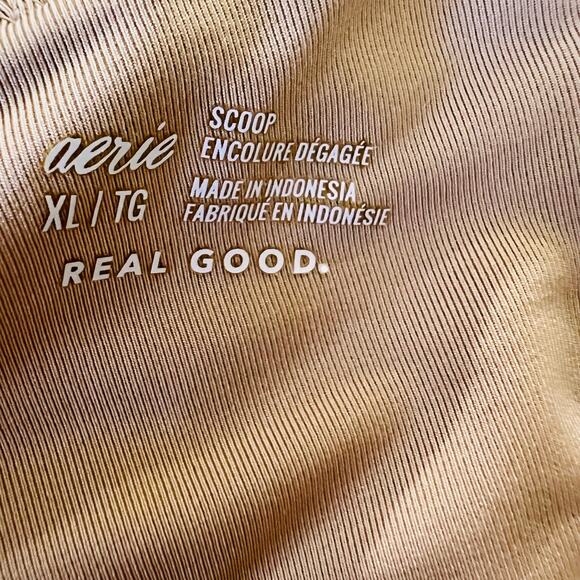 Aerie Tan White Floral Scoop Bralette Bikini Top Coastal Swim XL - Picture 7 of 8